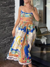 Einzigartiges bedrucktes Midikleid mit Schnürung und Strumpfhaltertaschen